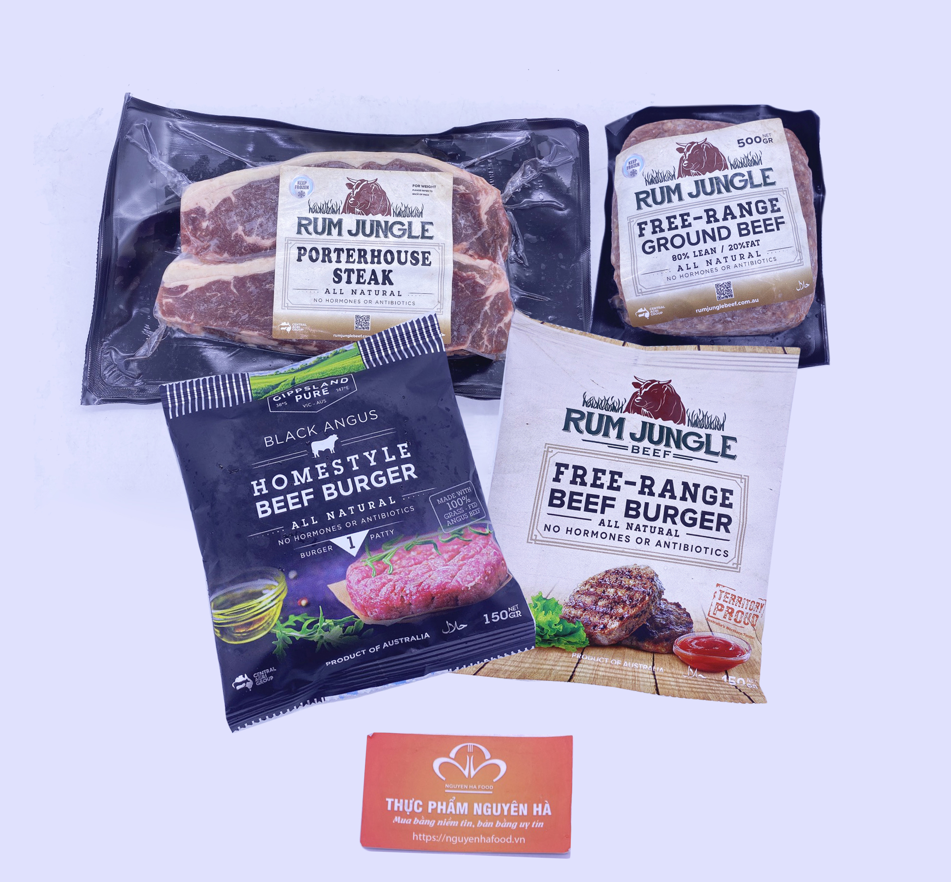 Hamburger Bò Úc Rum Jungle 150g Nguyên Hà chuyên cung cấp xúc xích